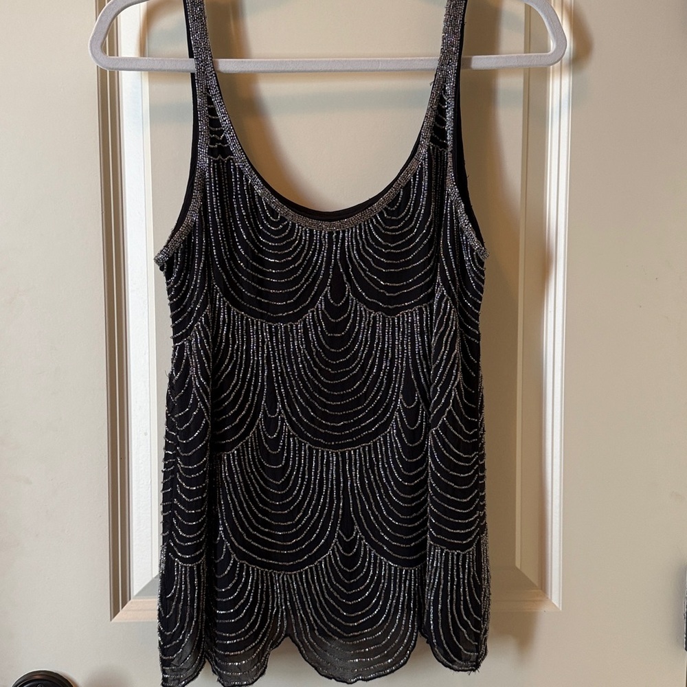 Joie Black Sleeveless Beaded Top